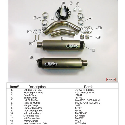 M4 Yamaha R1 2009-14 Undertail Slip-ons with Titanium Canisters