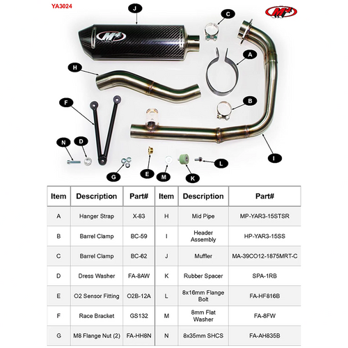 M4Yamaha YZF-R3/MT-03 2015-2026 Full Exhaust System