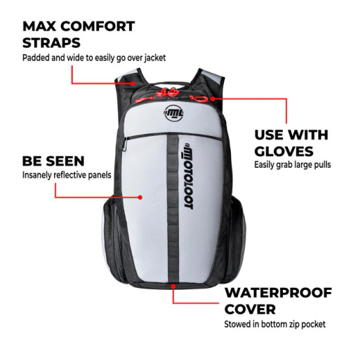 Moto Loot Insanely Reflective Motorcycle Backpack - Glowrider