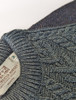 Crew Neck Aran Sweater With Tweed Patches - Army Green