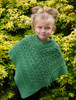 Kids Cable Knit Aran Poncho - Green Marl