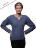 Women's Keyhole Crew Neck Sweater -Denim