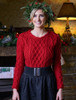 Lambay Aran Sweater for Women - Red