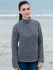 Wool Cashmere Aran Trellis Sweater - Middle Grey