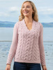 Wool Cashmere Cable V-Neck Sweater - Pink Mist