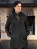 Merino Hooded Aran Coat - Green