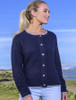 Wool Cashmere Button Down Cardigan - Navy