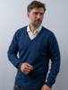 Mens Lambswool V-Neck Sweater - Navy Night