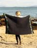 Medium Merino Shamrock Throw - Navy & Green