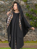 Donegal Tweed Pure Wool Country Walking Cape - Charcoal 
