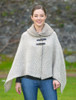 Shawl Collar Herringbone Poncho - Beige & Cream