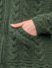 Ladies Merino Cable Design Zip Coatigan - Army Green