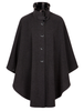 Cashmere Wool Cape With Faux Fur Collar - Charcoal