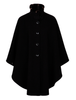 Cashmere Wool Cape With Faux Fur Collar - Black