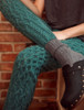 Wool Cashmere Aran Cable Leggings Garden Green