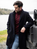 Owen Tweed 3/4 Coat - Deep Navy Melton