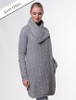 Large Collar Aran Coat - Soft Grey