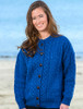 Merino Wool Aran Lumber Jacket - Blue Marl