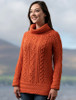 Aran Cowl Neck Tunic Sweater - Autumn Leaf