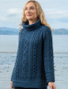 Aran Cowl Neck Tunic Sweater - Atlantic