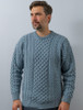 Men's Merino Aran Sweater - Misty Marl