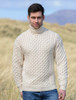 Mens Wool Turtleneck Sweater - Natural White