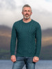 Heavyweight Merino Wool Aran Sweater - Atlantic