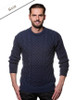 Heavyweight Merino Wool Aran Sweater - Navy