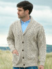 Men's Shawl Neck Diamond Cardigan - Oatmeal