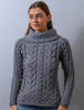 Super Soft Cowl Neck Aran - Ocean Grey