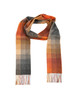 Narrow Lambswool Checked Scarf - Orange, Grey & Beige Plaid