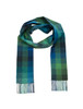 Narrow Lambswool Checked Scarf - Turquoise, Green & Blue Plaid