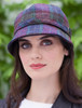 Ladies Tweed Flapper Cap - Green & Purple