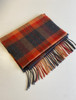 Merino Luxury Wool Scarf - Orange Charcoal Plaid