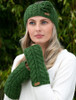 Aran Cable Fingerless Handwarmer - Green