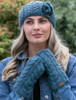 Aran Cable Fingerless Handwarmer - Denim