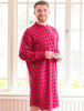 Men's Cotton Flannel Nightshirt - Red Tartan
