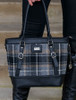 Kelly Tweed & Leather Tote Bag - Grey & Black