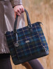 Ciara Tweed & Leather Bag - Navy Sky Green