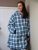 Ladies Irish Flannel Lounge Hoodie - Douglas Blue Tartan