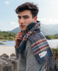 Fine Merino Plaid Scarf - Grey Beige Cranberry