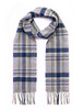 Luxury Merino Wool Scarf - Grey & Blue Check