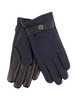 Mens Tweed Stud Gloves - Navy Herringbone