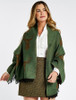 Heatherbell Wool Tweed Fringed Stole - Dusky Green