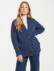 Ladies V-Neck Donegal Wool Cardigan - Denim