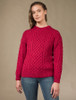 Women's Merino Aran Sweater - Chillipepper