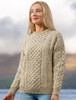 Women's Merino Aran Sweater - Aran Nep