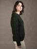 Women's Merino Aran Sweater - Army Green