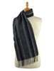 Narrow Lambswool Checked Scarf - Grey Stripe
