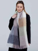 Giant Mohair Scarf - White & Mink Block